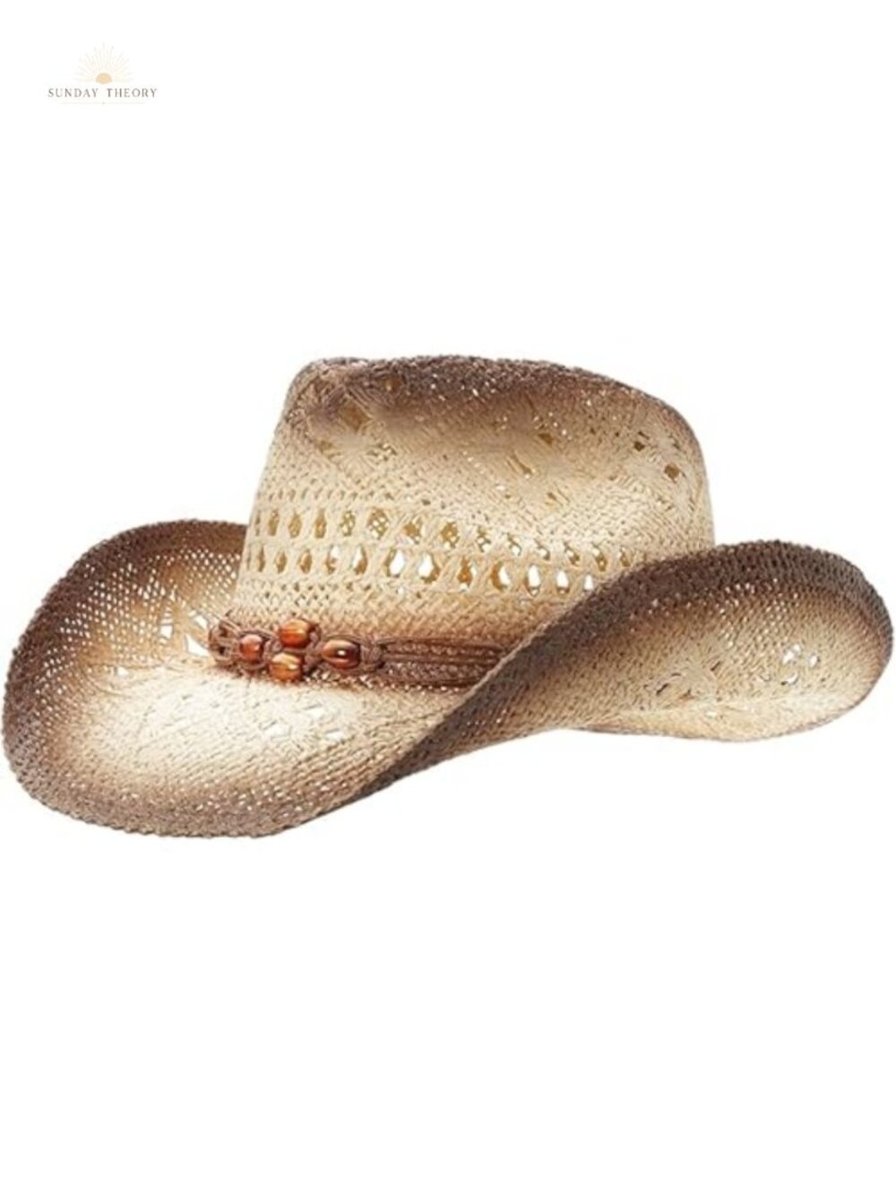 Unisex Woven Straw Cowboy Hat with Curved Brim for Men Women